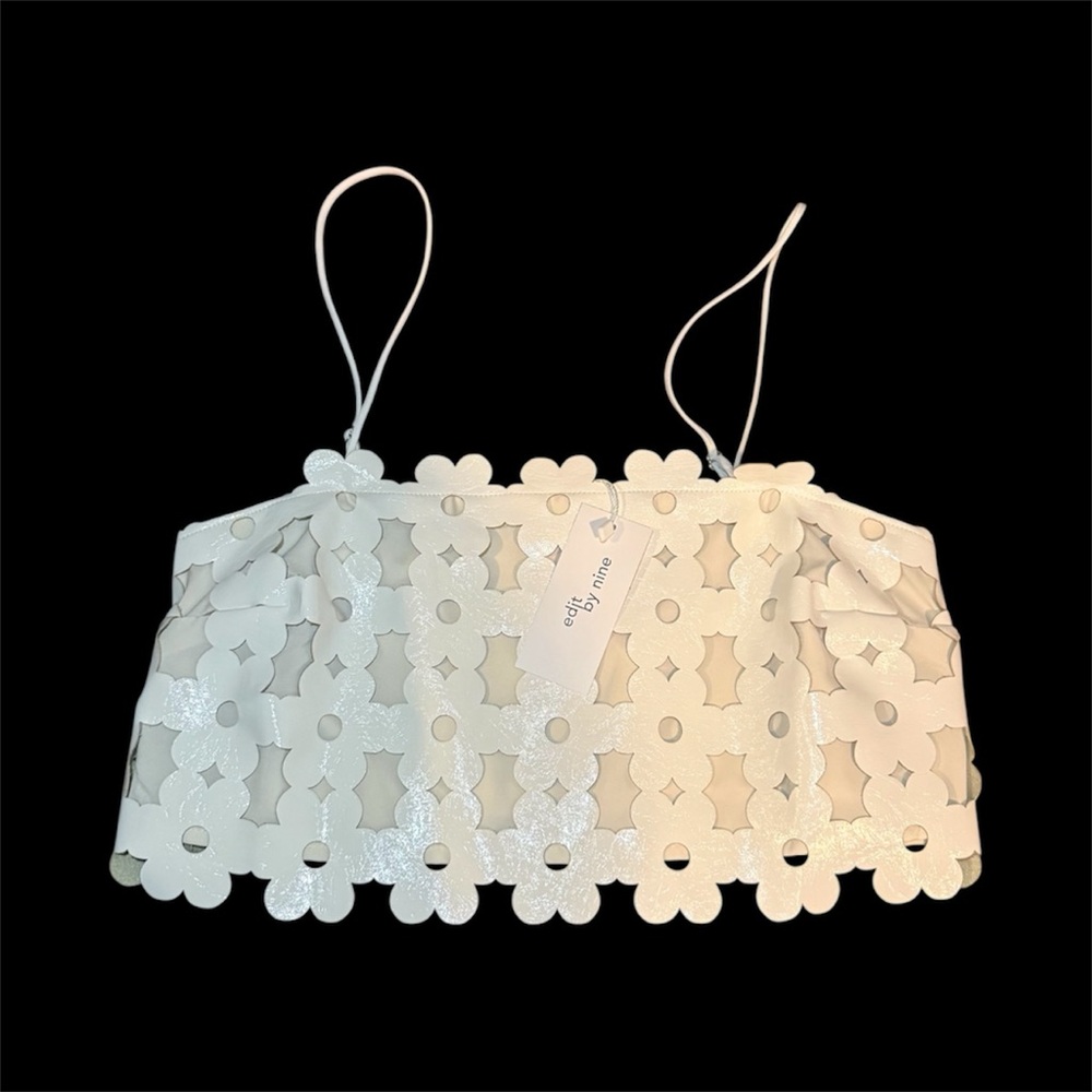 Edit by nine White Floral Cutout Crop Top